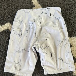 BuffBunny White Marble Bike Shorts